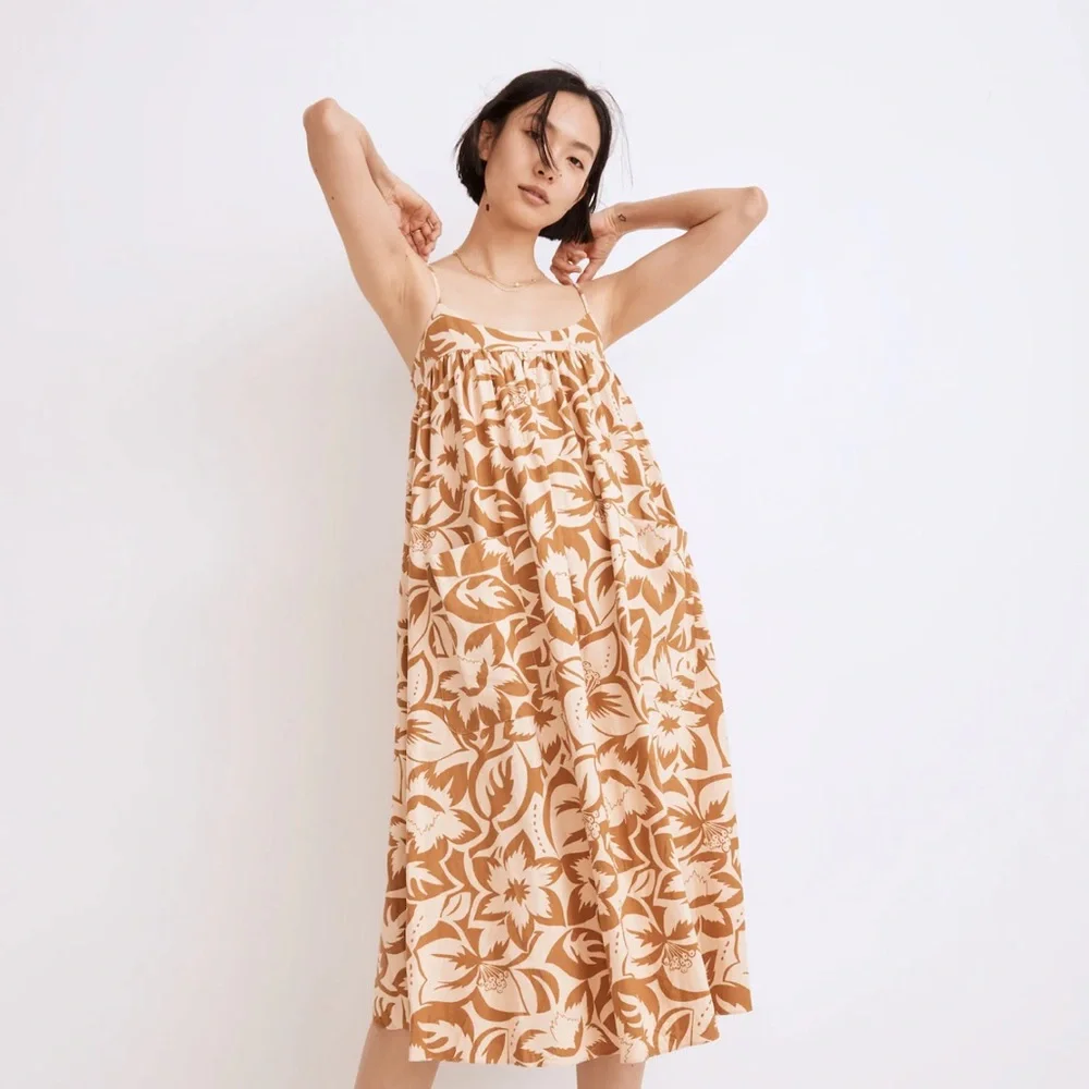 Madewell Floral Tan and Cream Sundress - Picture 1 of 4